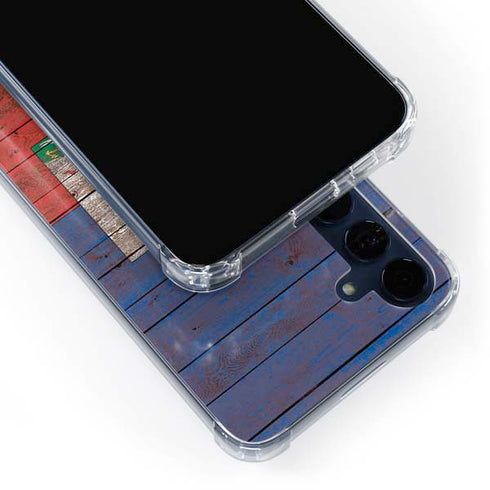 Haiti Flag Dark Wood Galaxy A35 5G Clear Case